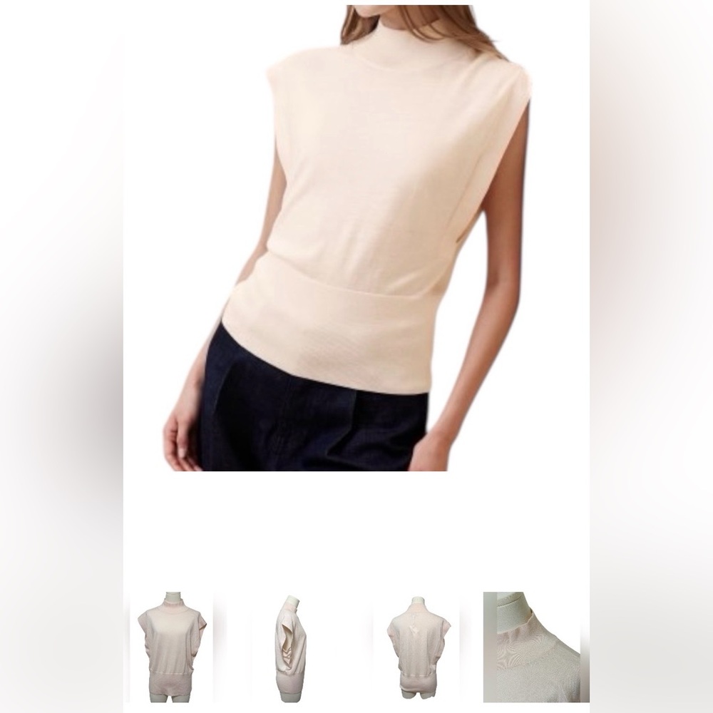 NWT Merino Wool Mock-Neck Sweater - Pale Pink